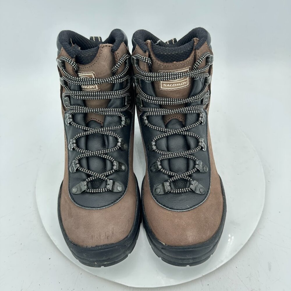 Salomon Women Size 8 Brown Black Contagrip Full Leather Hiking Boot - Picture 3 of 13